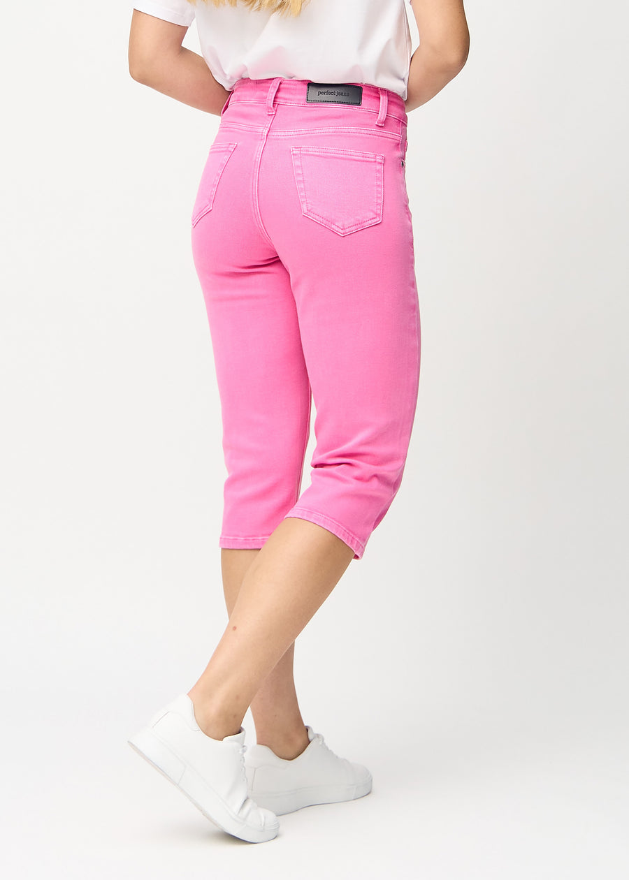 Light pink regular capris seen from the back, so the entire product can be seen.