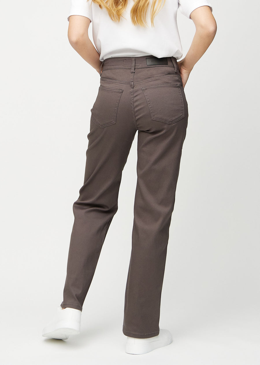 Grey-brown loose jeans seen from behind, so the entire product can be seen.